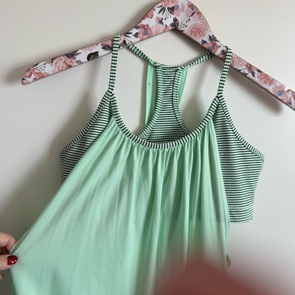 LULULEMON No Limits Tank Top In Fresh Teal / Mini Hyper Stripe Fresh Teal Size 8 - Picture 4 of 10